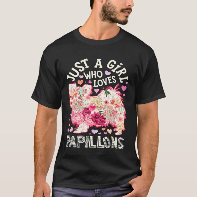 Just A Girl Who Loves Papillons Continental Toy Sp T-Shirt (Front)