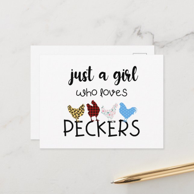 Just A Girl Who Loves Peckers Shirt Chickens Lover Postcard (Front/Back In Situ)