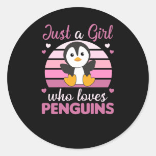 Just A Girl Who Loves Penguins Cute Penguin Heart Classic Round Sticker