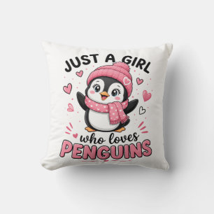 Just A Girl Who Loves Penguins Cute Penguin Lover Cushion