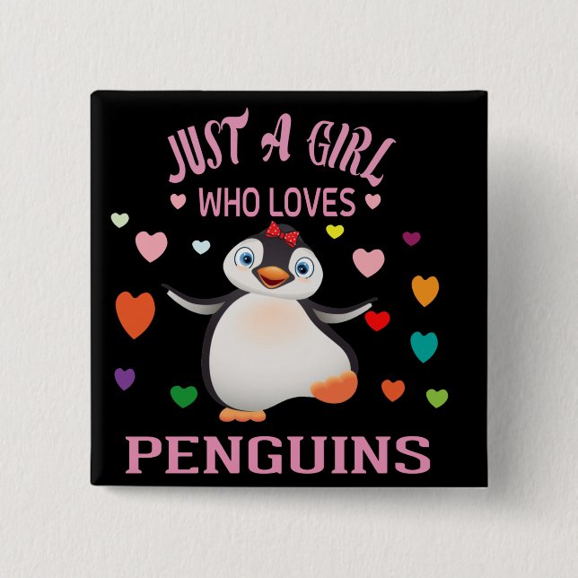 Just A Girl Who Loves Penguins  T-Shirt Trucker Ha 15 Cm Square Badge (Front)