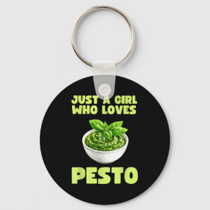 Just A Girl Who Loves Pesto Basil Pasta Italian Ad Key Ring