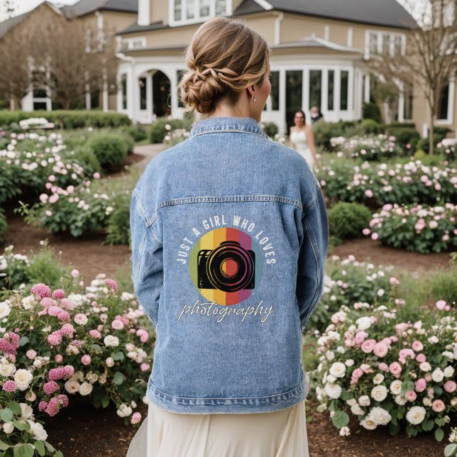 Just A Girl Who Loves Photography Photographer Denim Jacket (Wedding Back)