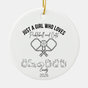 Just a Girl Who Loves Pickleball and Cats, Cat  Ceramic Tree Decoration