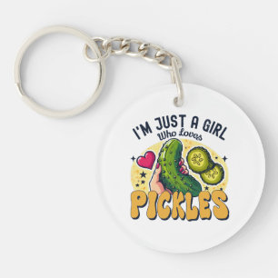 Just A Girl Who Loves Pickles - Funny Vegan Key Ring