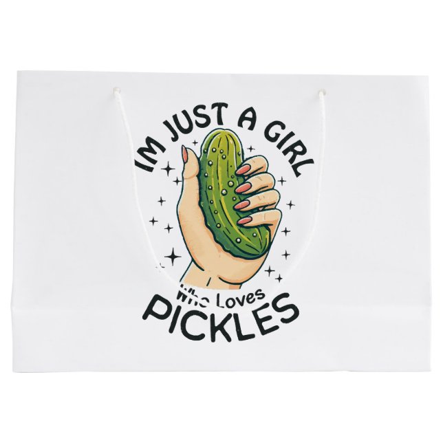 Just A Girl Who Loves Pickles - Funny Vegan Large Gift Bag (Back)