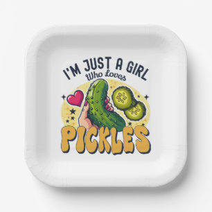 Just A Girl Who Loves Pickles - Funny Vegan Paper Plate