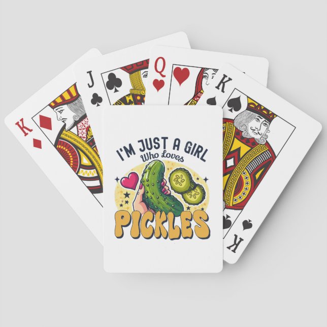 Just A Girl Who Loves Pickles - Funny Vegan Playing Cards (Back)