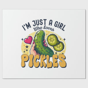 Just A Girl Who Loves Pickles - Funny Vegan Wrapping Paper