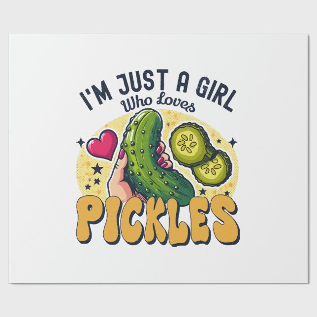 Just A Girl Who Loves Pickles - Funny Vegan Wrapping Paper (Flat)