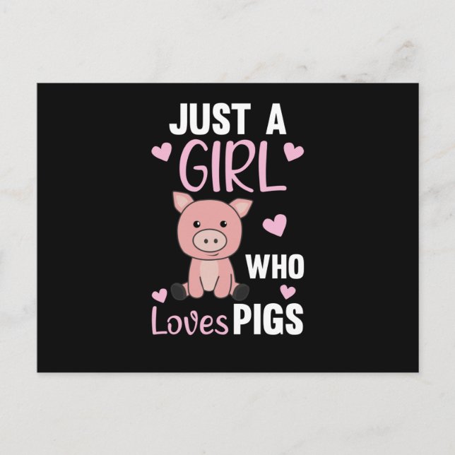 Just A Girl Who Loves Pigs Cute Pig Piglet Postcard (Front)