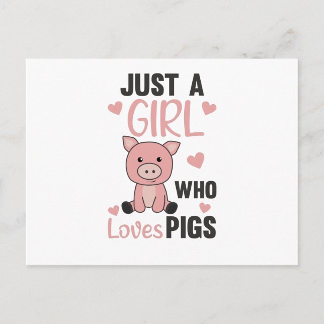 Just A Girl Who Loves Pigs Cute Pig Piglet Postcard (Front)