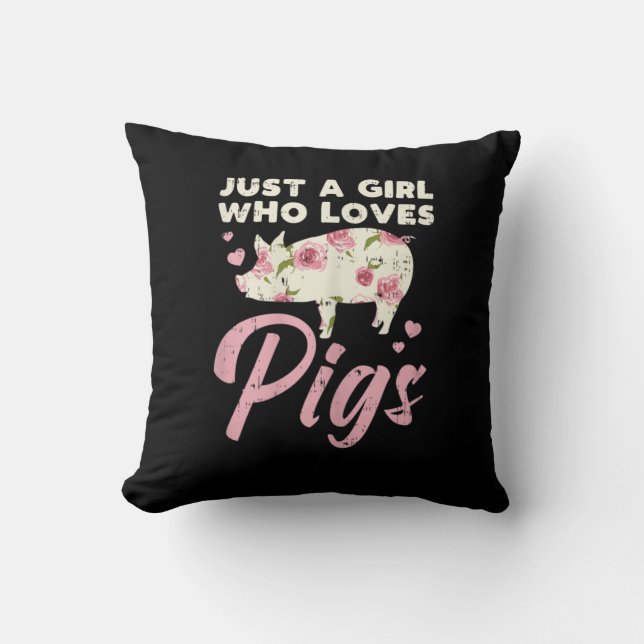 Just A Girl Who Loves Pigs Farm Creatures Cushion (Front)