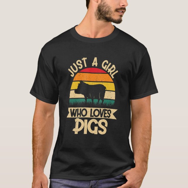 Just a Girl who loves Pigs Harvest Farming Barn Ca T-Shirt (Front)