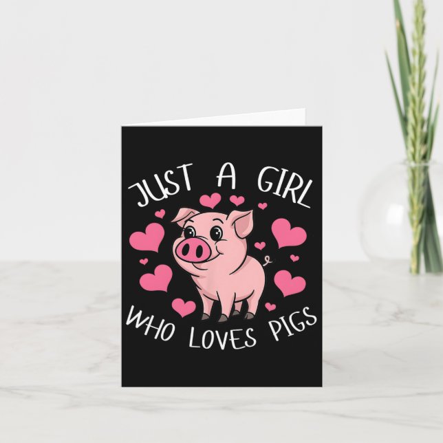 Just A Girl Who Loves Pigs Pink Heart Kids Girls W Card (Front)