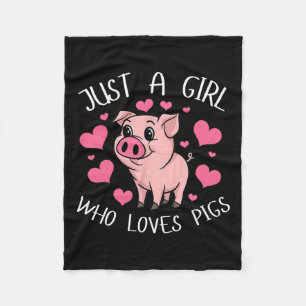 Just A Girl Who Loves Pigs Pink Heart Kids Girls W Fleece Blanket