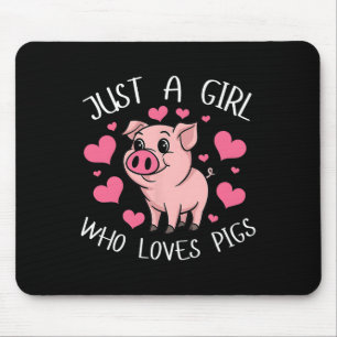 Just A Girl Who Loves Pigs Pink Heart Kids Girls W Mouse Mat