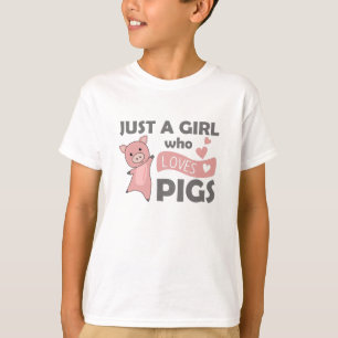 Just A Girl Who Loves Pigs Pink Hearts Piglets T-Shirt