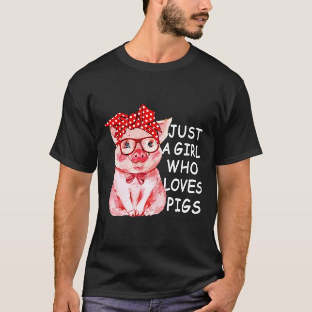 Just A Girl Who Loves Pigs Shirt Cute Pig Bandanna (Front)