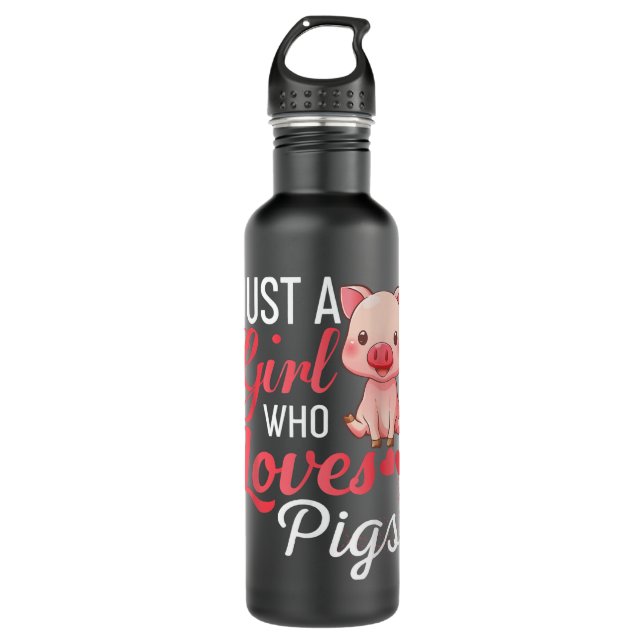 Just A Girl Who Loves Pigs Shirt Funny Pig Gift  710 Ml Water Bottle (Front)