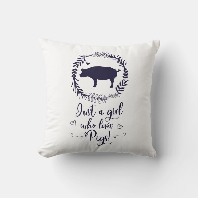 Just A Girl Who loves Pigs Silhouette Cushion (Front)