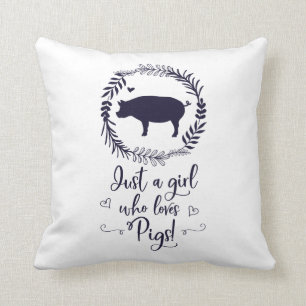 Just A Girl Who loves Pigs Silhouette Cushion