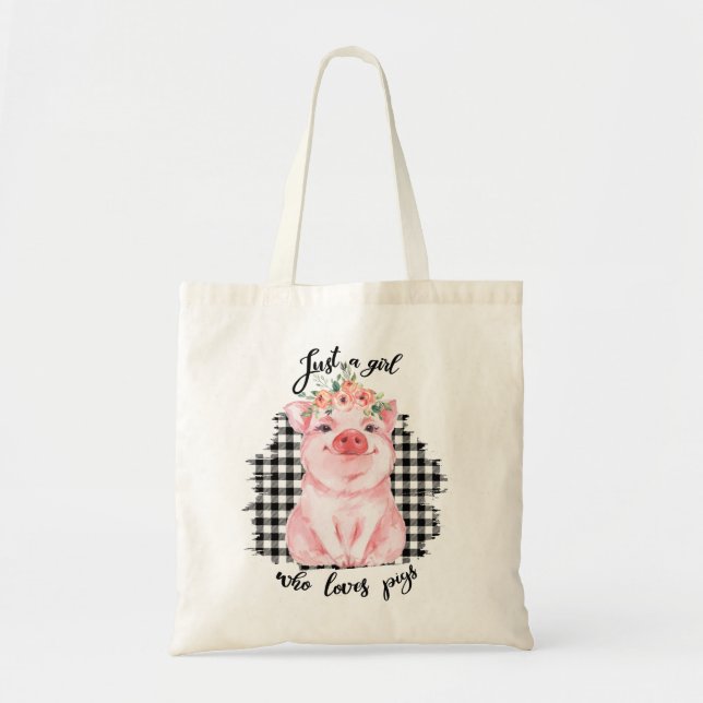 Just a Girl who loves pigs Tote Bag (Front)