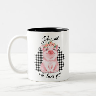 Just a Girl who loves pigs Two-Tone Coffee Mug