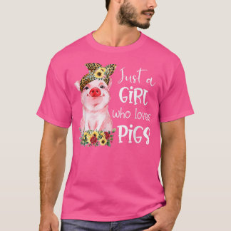 Just A Girl Who Loves Pigs With Leopard Headband F T-Shirt