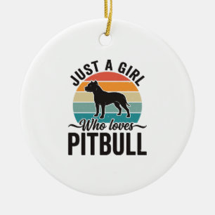 Just a Girl Who Loves Pitbull Vintage Dog Design_1 Ceramic Tree Decoration