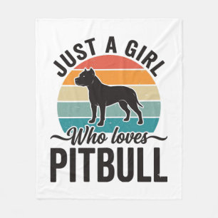 Just a Girl Who Loves Pitbull Vintage Dog Design_1 Fleece Blanket