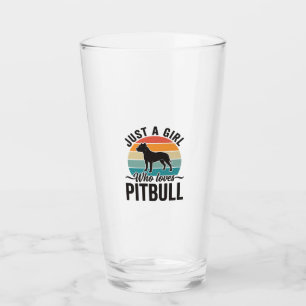 Just a Girl Who Loves Pitbull Vintage Dog Design_1 Glass