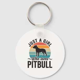 Just a Girl Who Loves Pitbull Vintage Dog Design_1 Key Ring