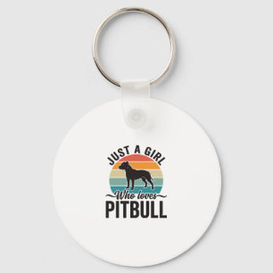 Just a Girl Who Loves Pitbull Vintage Dog Design_1 Key Ring