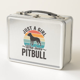 Just a Girl Who Loves Pitbull Vintage Dog Design_1 Metal Lunch Box
