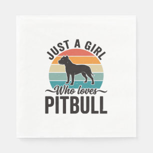 Just a Girl Who Loves Pitbull Vintage Dog Design_1 Napkin