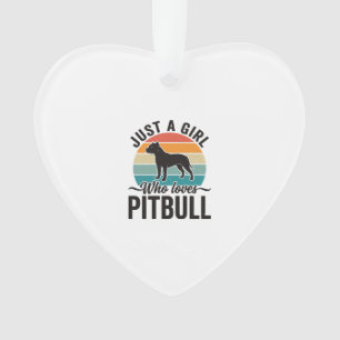 Just a Girl Who Loves Pitbull Vintage Dog Design_1 Ornament
