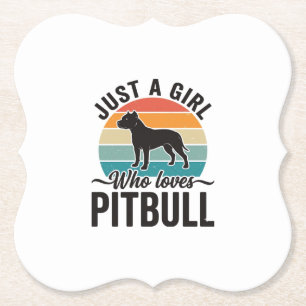 Just a Girl Who Loves Pitbull Vintage Dog Design_1 Paper Coaster