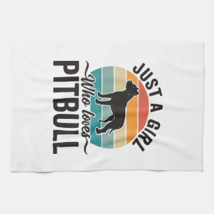 Just a Girl Who Loves Pitbull Vintage Dog Design_1 Tea Towel