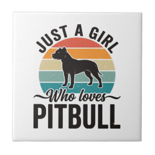 Just a Girl Who Loves Pitbull Vintage Dog Design_1 Tile