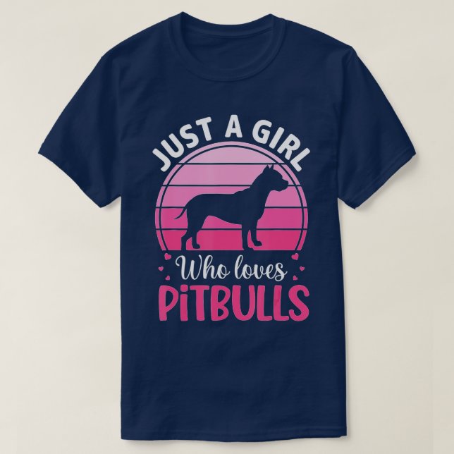 Just A Girl Who Loves Pitbulls Funny Cute Dog Pupp T-Shirt (Design Front)