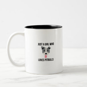 Just A Girl Who Loves Pitbulls Funny Pitbull Two-Tone Coffee Mug