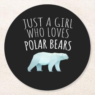 Just A Girl Who Loves Polar Bear Round Paper Coaster
