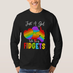 Just A Girl Who Loves Pop It Heart Unicorn Ice Cre T-Shirt