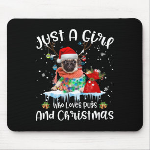 Just A Girl Who Loves Pug And Christmas Ugly   Mouse Mat