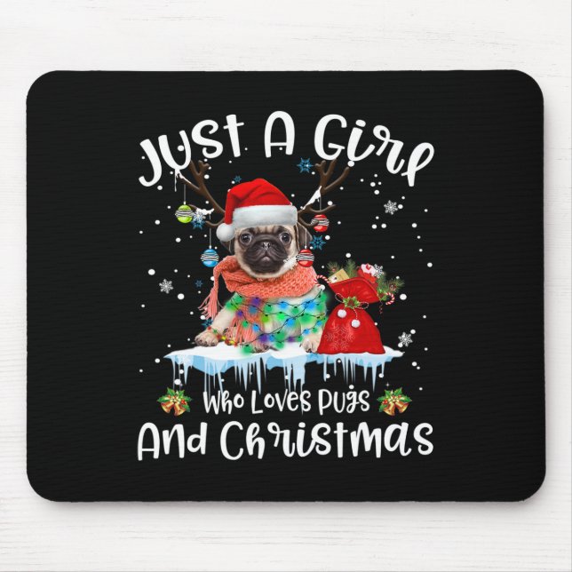 Just A Girl Who Loves Pug And Christmas Ugly   Mouse Mat (Front)