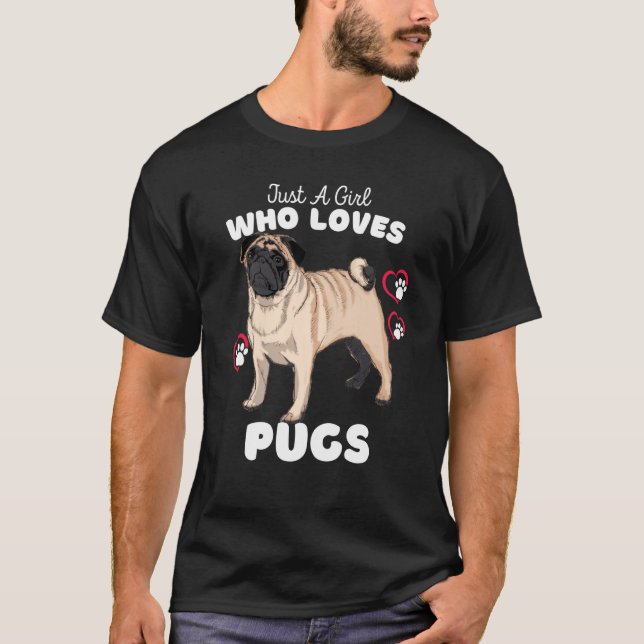 Just A Girl Who Loves Pugs Cute Pug Kids & Toddler T-Shirt (Front)
