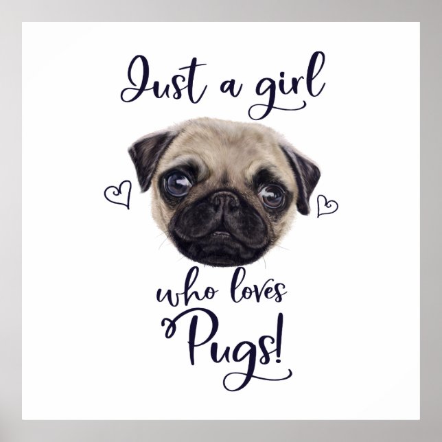Just A Girl Who Loves Pugs Poster (Front)