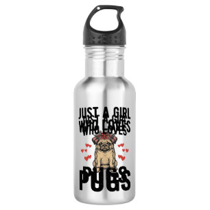 Just A Girl Who Loves Pugs Vintage Dog Shirt Desig 532 Ml Water Bottle