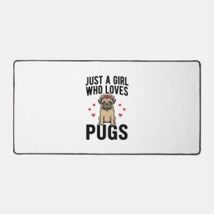 Just A Girl Who Loves Pugs Vintage Dog Shirt Desig Desk Mat